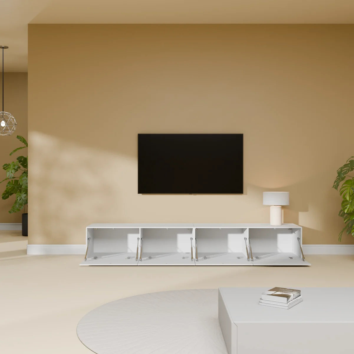 Mora TV Unit Cabinet | Floating or Standing | 200 cm White