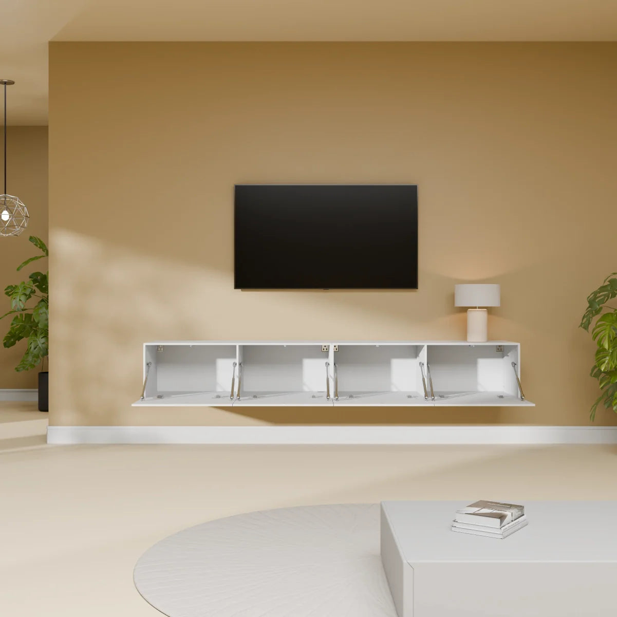 Mora TV Unit Cabinet | Floating or Standing | 200 cm White