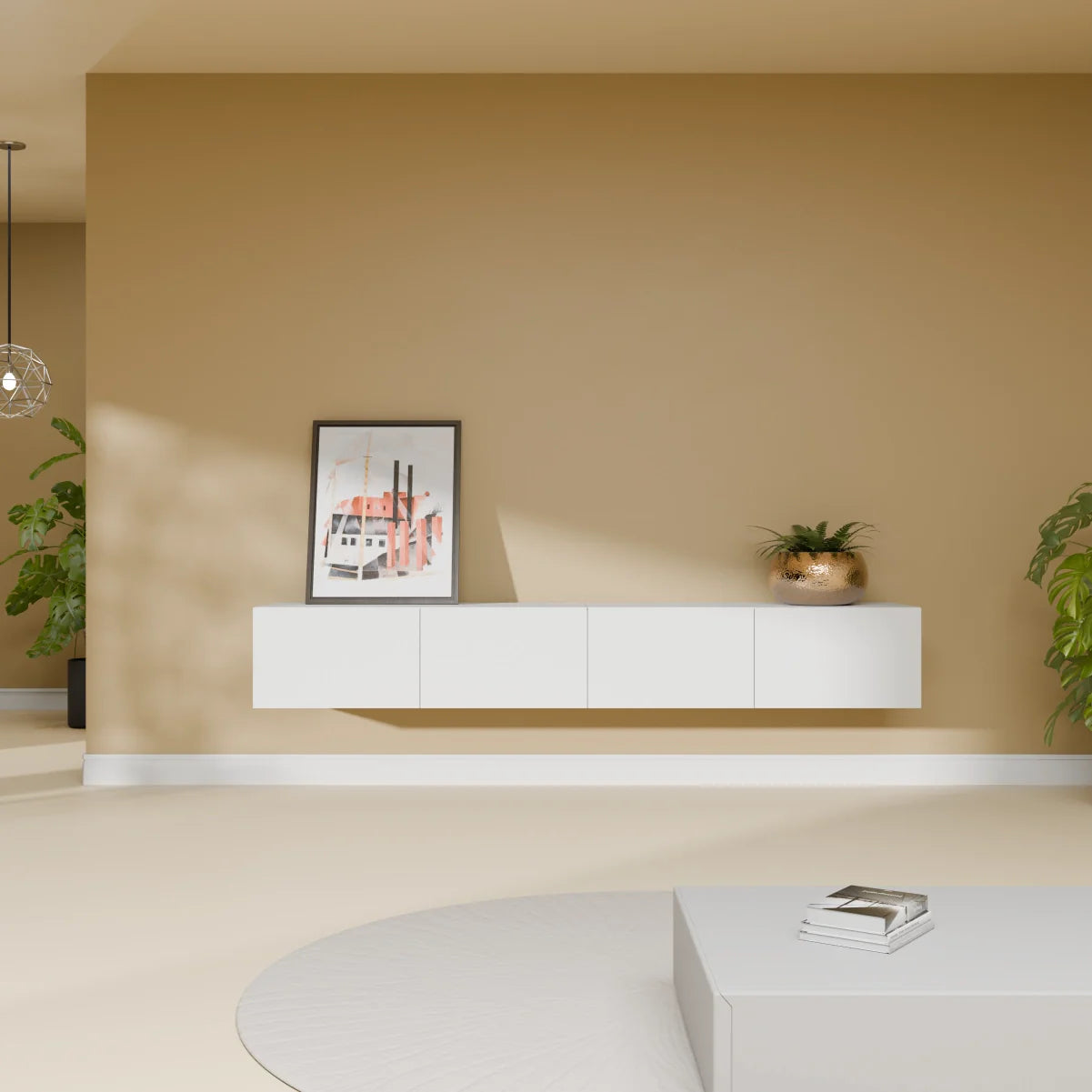 Mora TV Unit Cabinet | Floating or Standing | 200 cm White