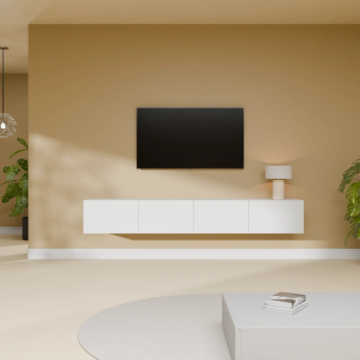 Mora TV Unit Cabinet | Floating or Standing | 200 cm White