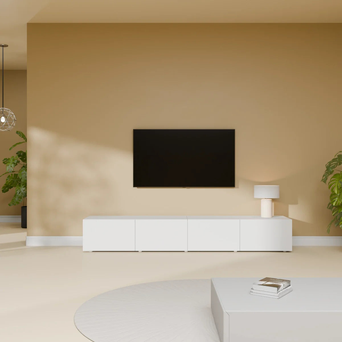 Mora TV Unit Cabinet | Floating or Standing | 200 cm White