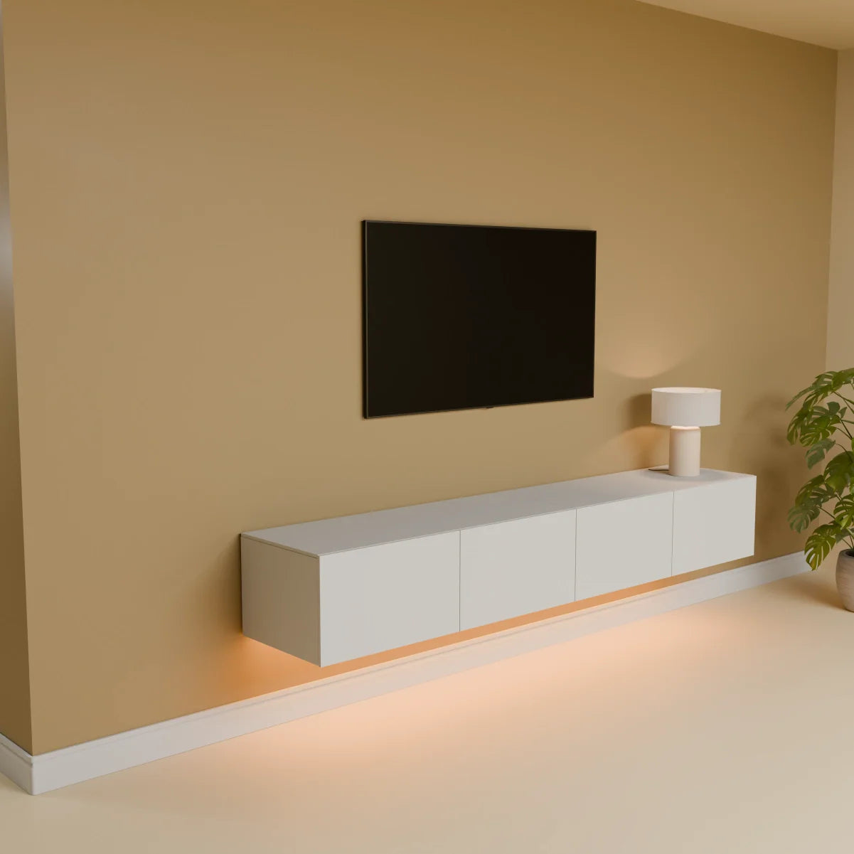 Mora TV Unit Cabinet | Floating or Standing | 200 cm White