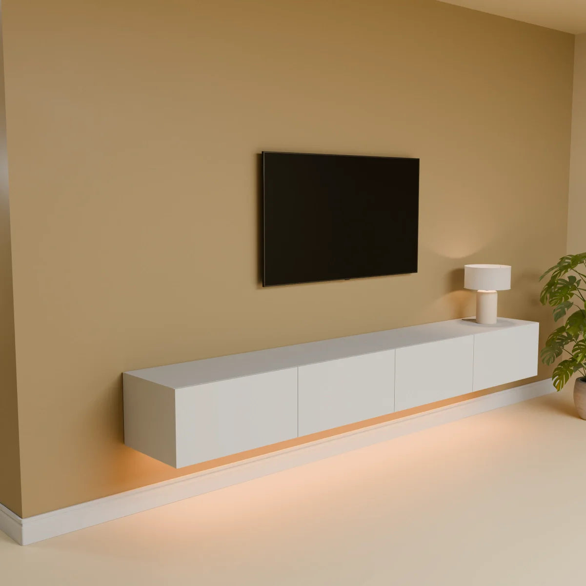 Mora TV Unit Cabinet | Floating or Standing | 240 cm White