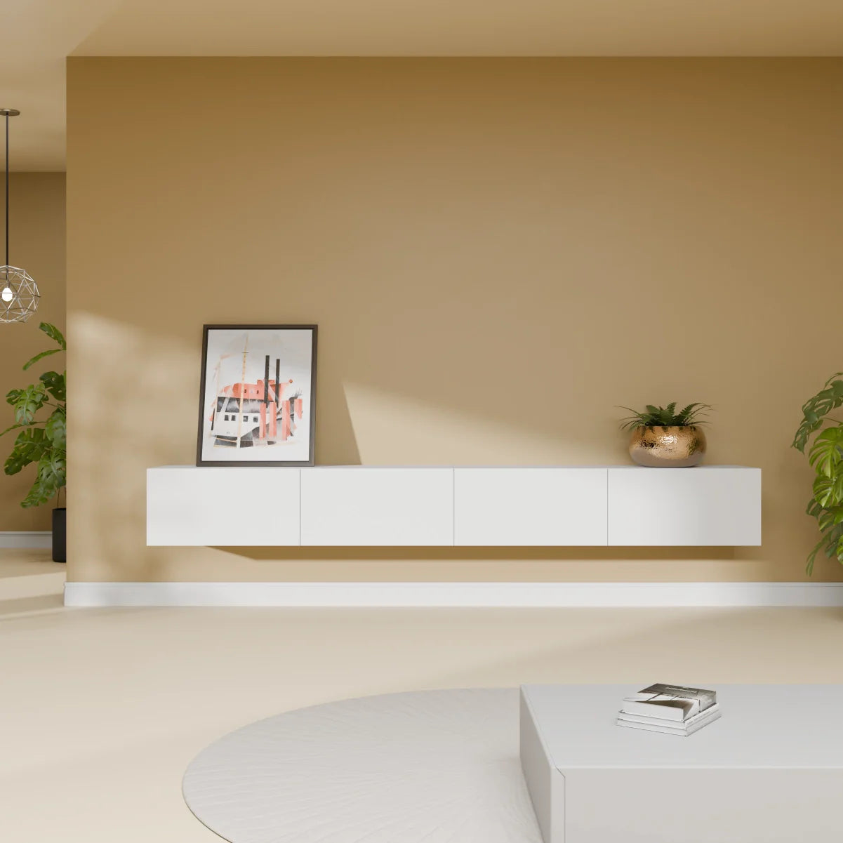 Mora TV Unit Cabinet | Floating or Standing | 240 cm White