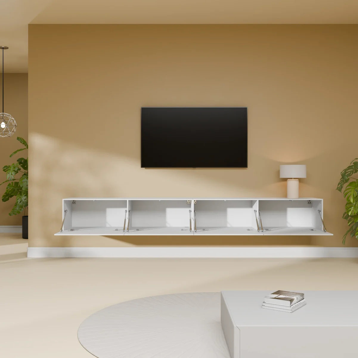 Mora TV Unit Cabinet | Floating or Standing | 240 cm White