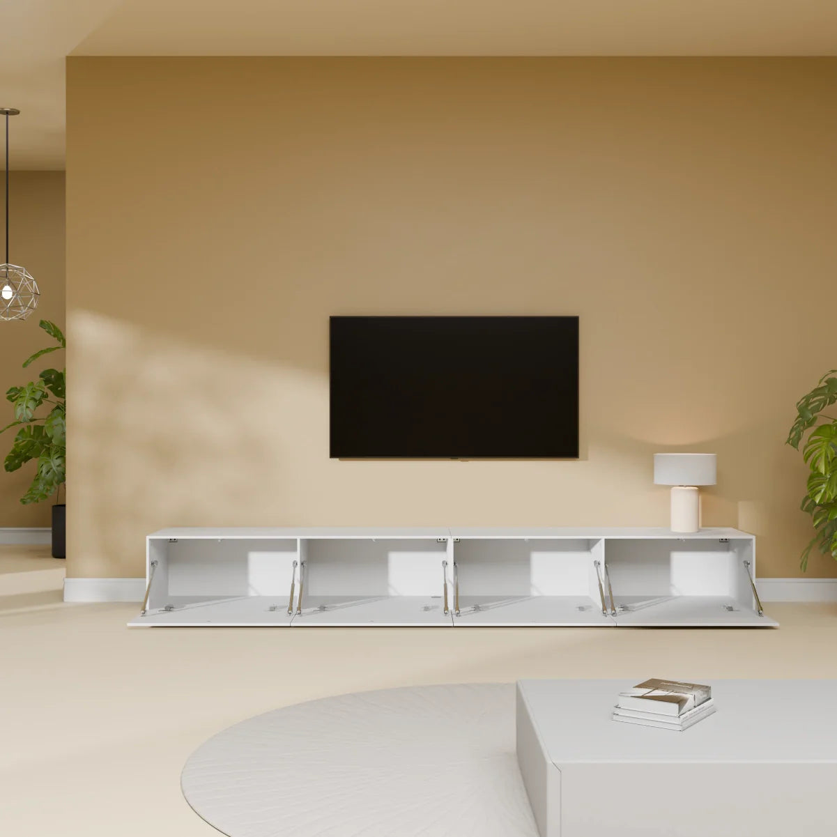 Mora TV Unit Cabinet | Floating or Standing | 240 cm White