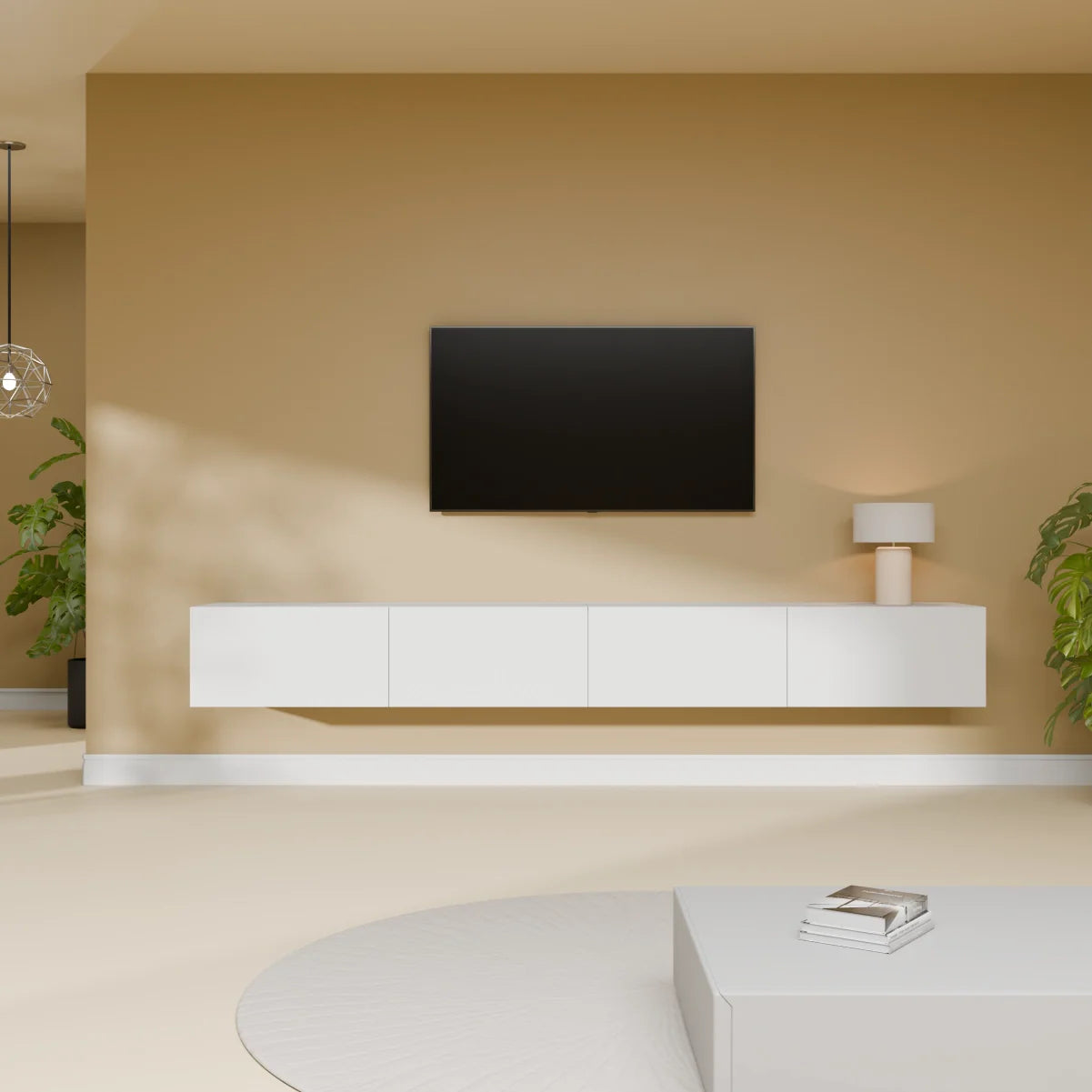 Mora TV Unit Cabinet | Floating or Standing | 240 cm White
