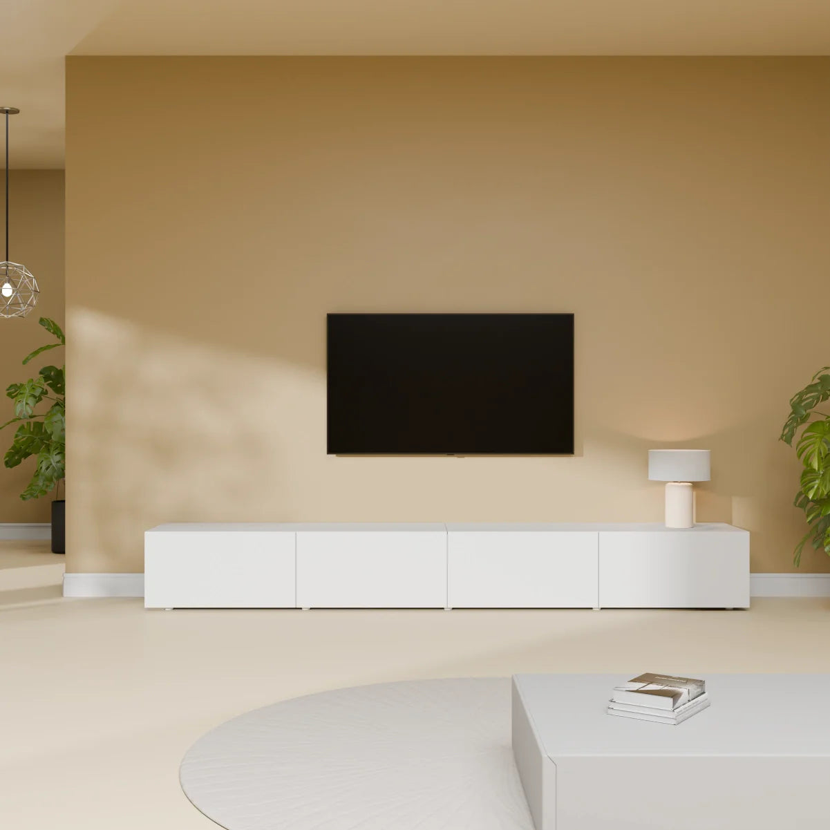 Mora TV Unit Cabinet | Floating or Standing | 240 cm White