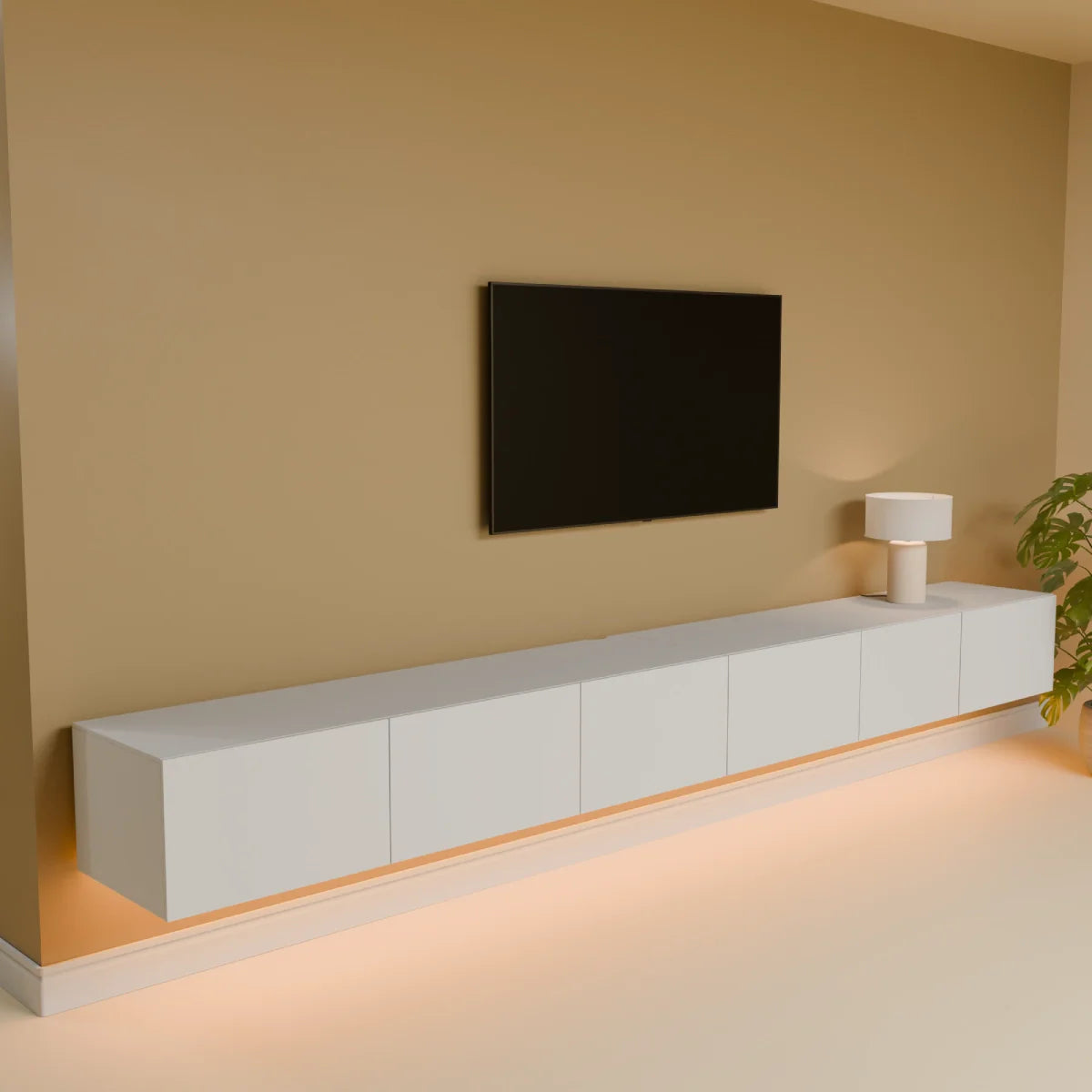 Mora TV Unit Cabinet | Floating or Standing | 300 cm White