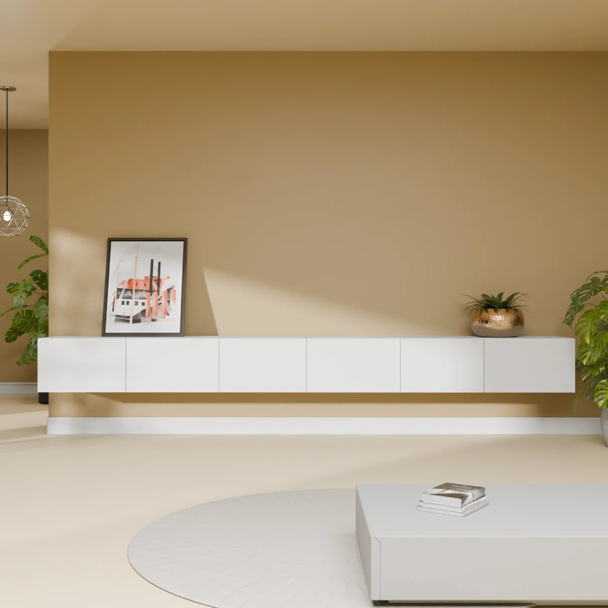 Mora TV Unit Cabinet | Floating or Standing | 300 cm White