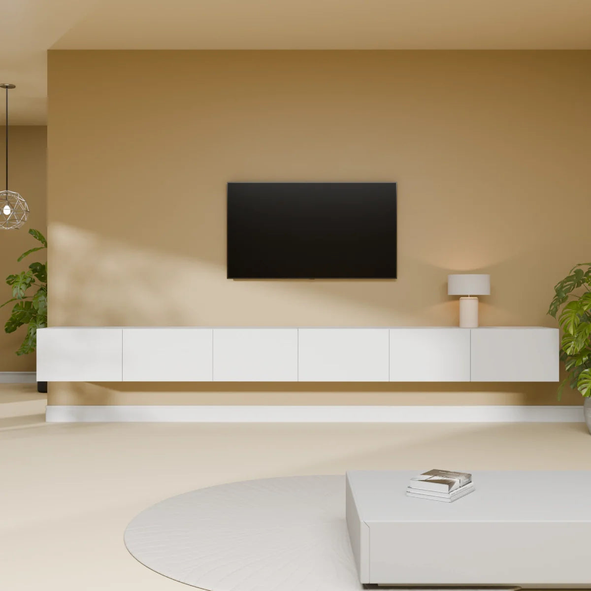 Mora TV Unit Cabinet | Floating or Standing | 300 cm White