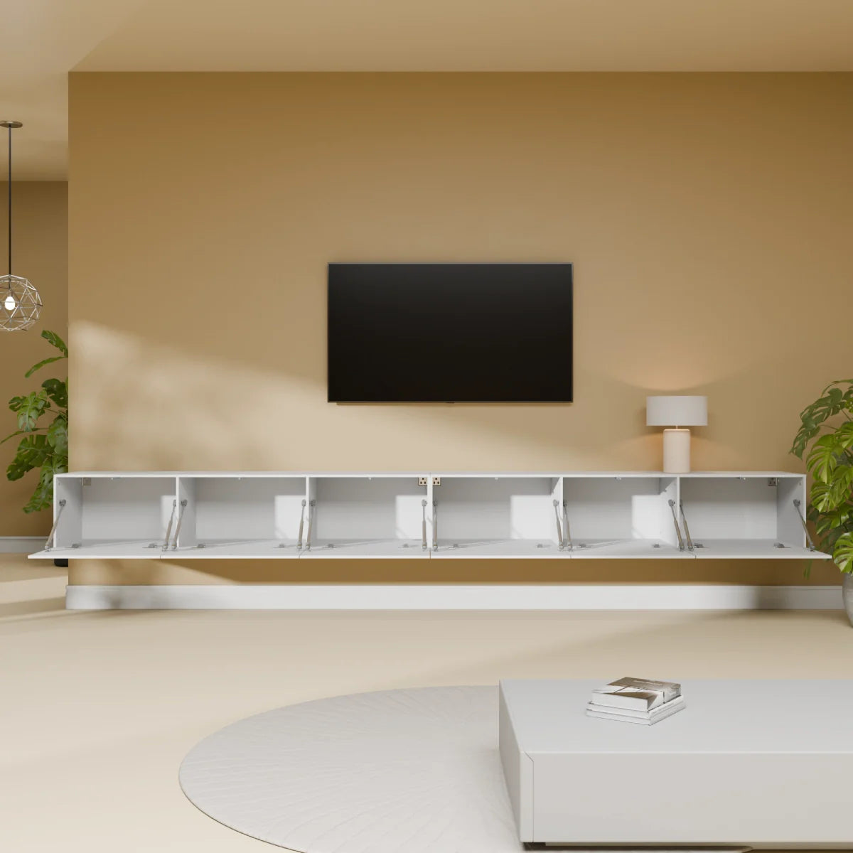 Mora TV Unit Cabinet | Floating or Standing | 300 cm White