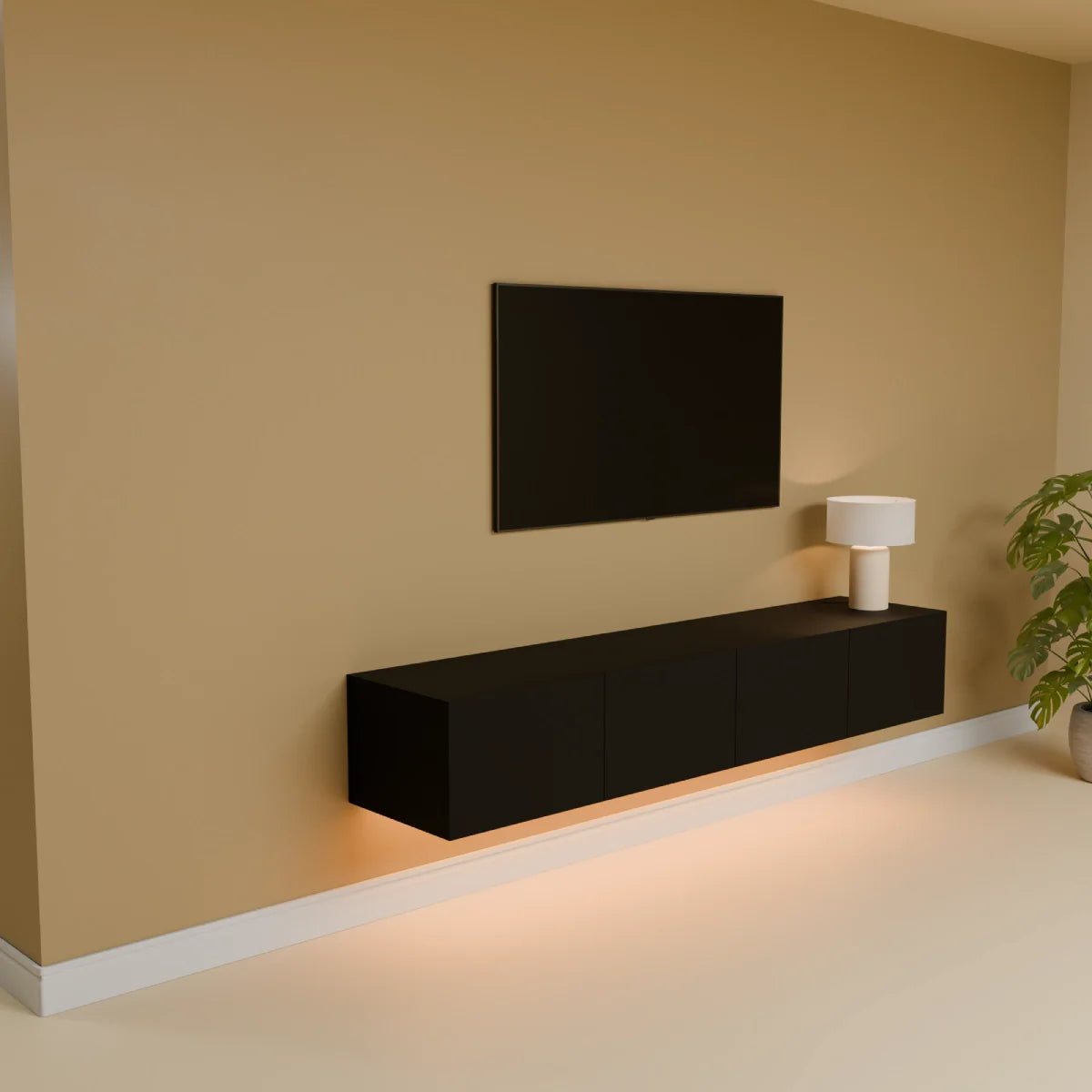 Mora TV Unit Cabinet | Floating or Standing | 180 cm Black