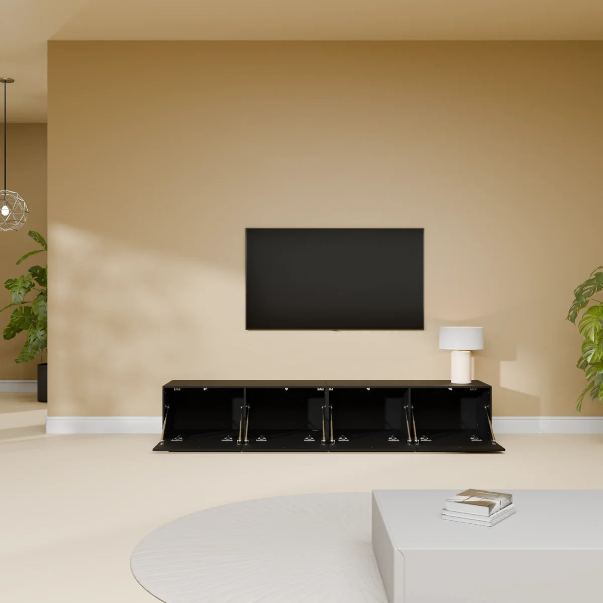 Mora TV Unit Cabinet | Floating or Standing | 180 cm Black