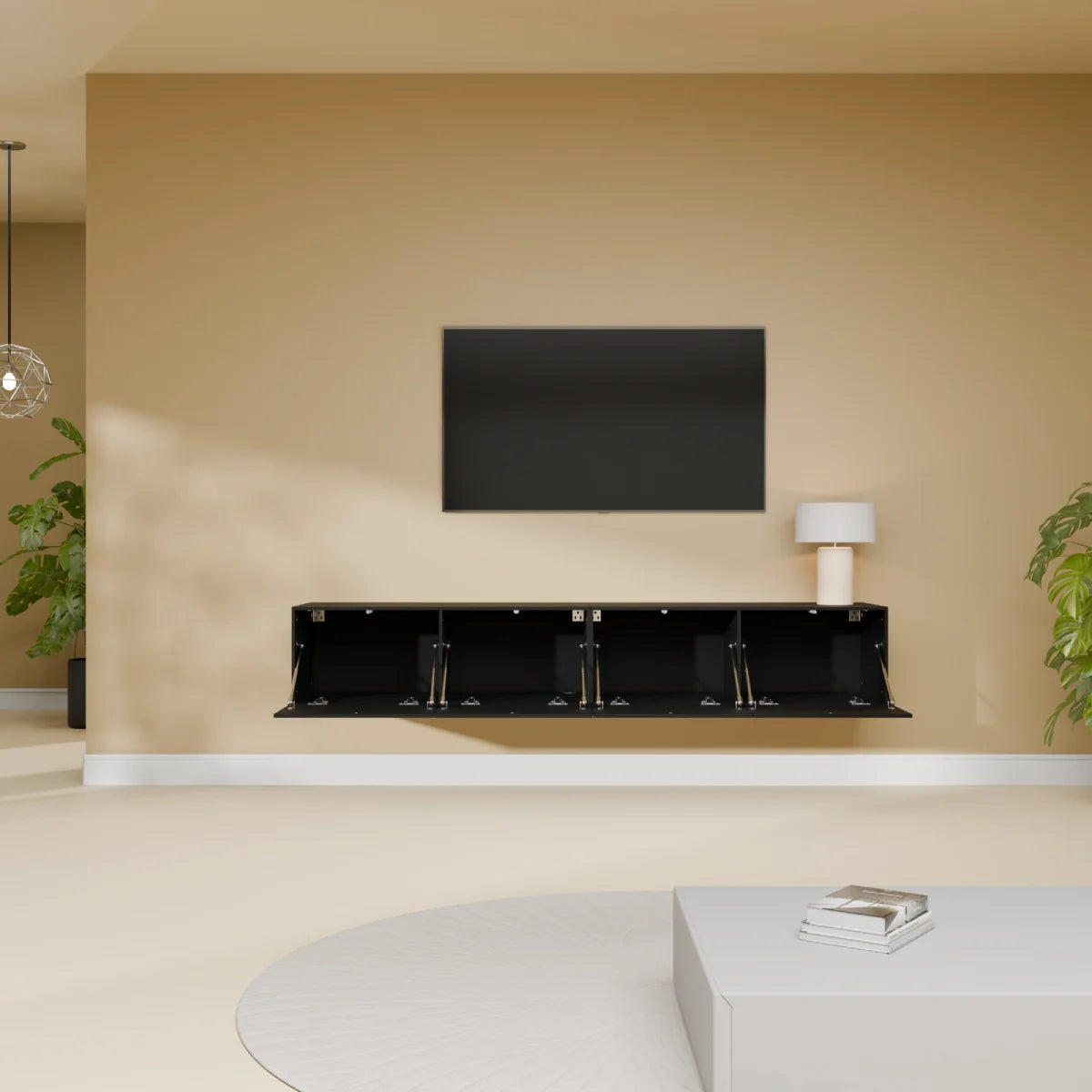 Mora TV Unit Cabinet | Floating or Standing | 180 cm Black