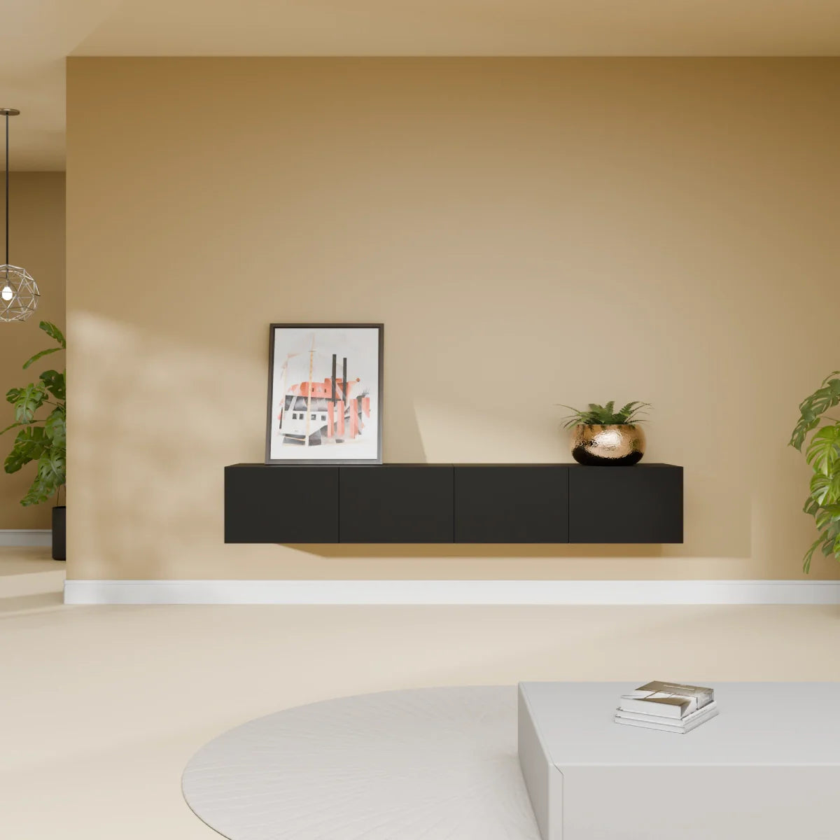 Mora TV Unit Cabinet | Floating or Standing | 180 cm Black