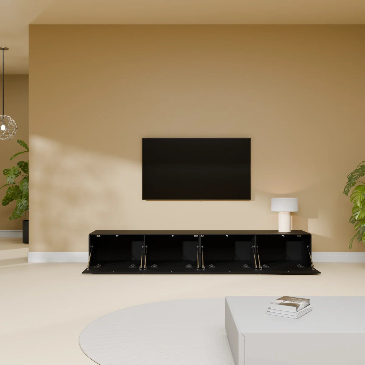 Mora TV Unit Cabinet | Floating or Standing | 200 cm Black