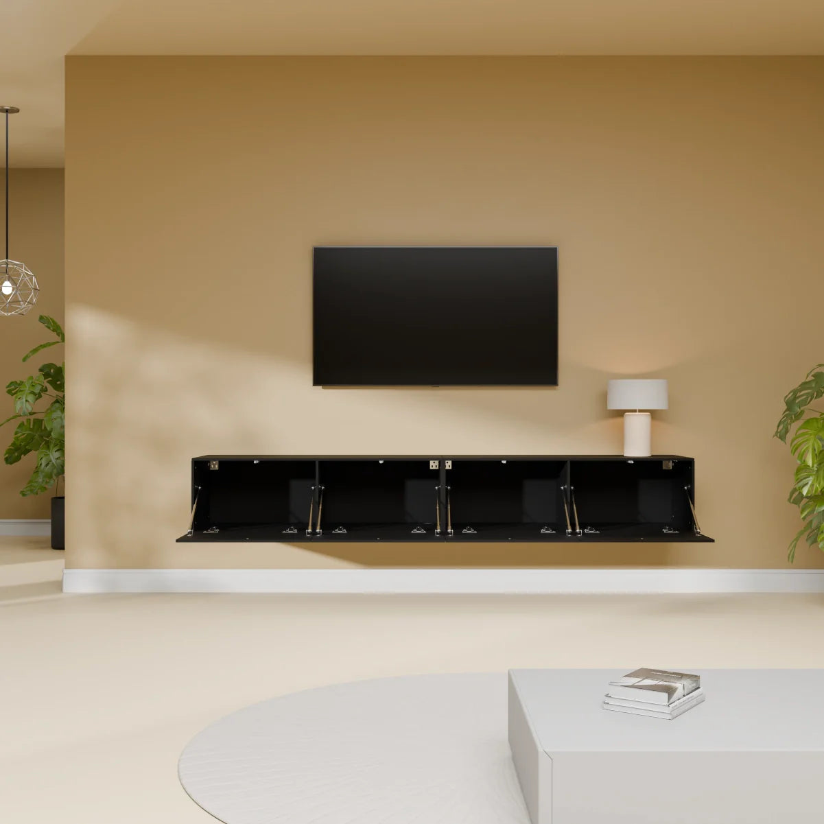 Mora TV Unit Cabinet | Floating or Standing | 200 cm Black