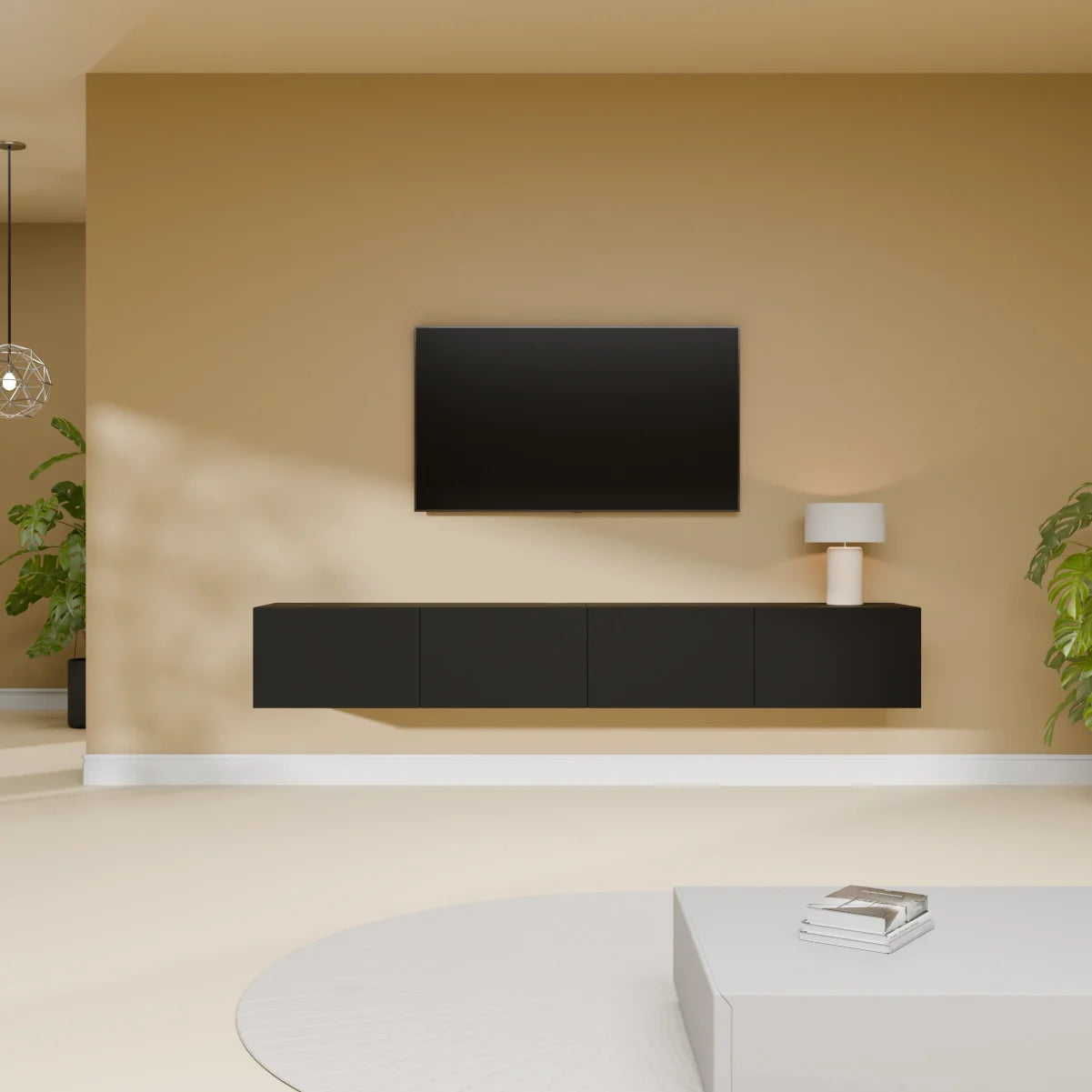 Mora TV Unit Cabinet | Floating or Standing | 200 cm Black