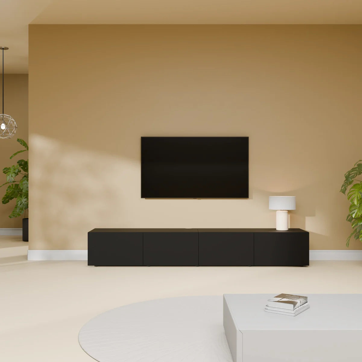 Mora TV Unit Cabinet | Floating or Standing | 200 cm Black