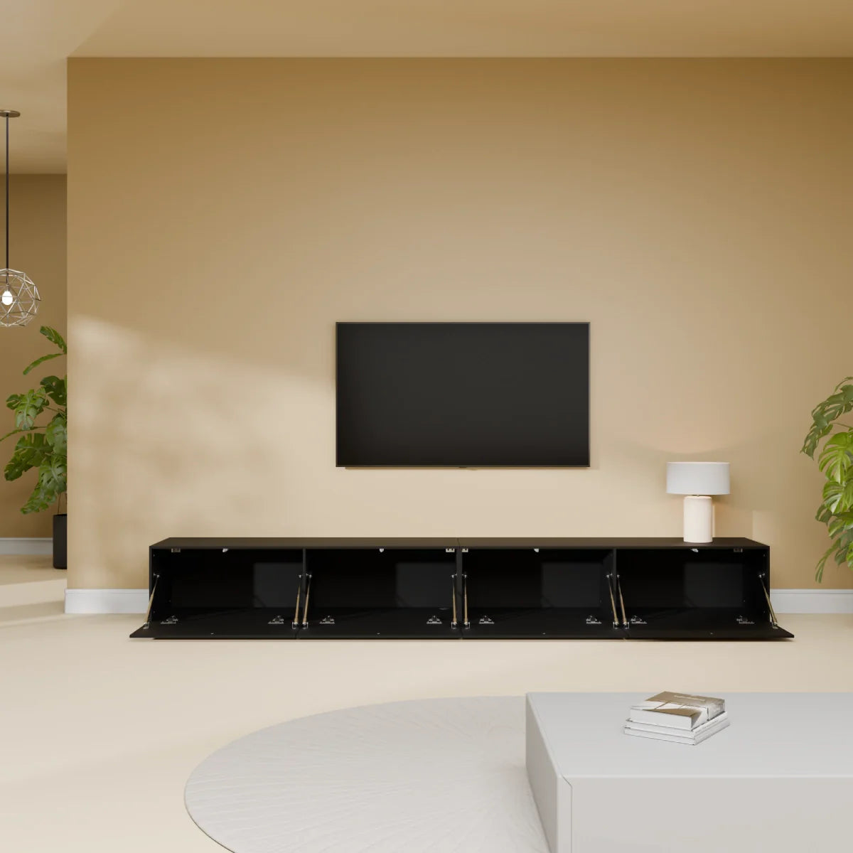 Mora TV Unit Cabinet | Floating or Standing | 240 cm Black