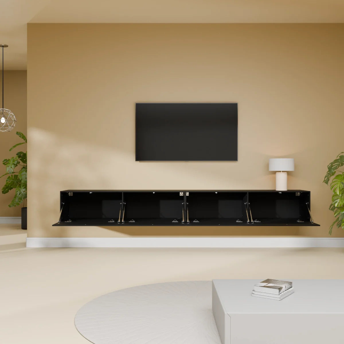 Mora TV Unit Cabinet | Floating or Standing | 240 cm Black