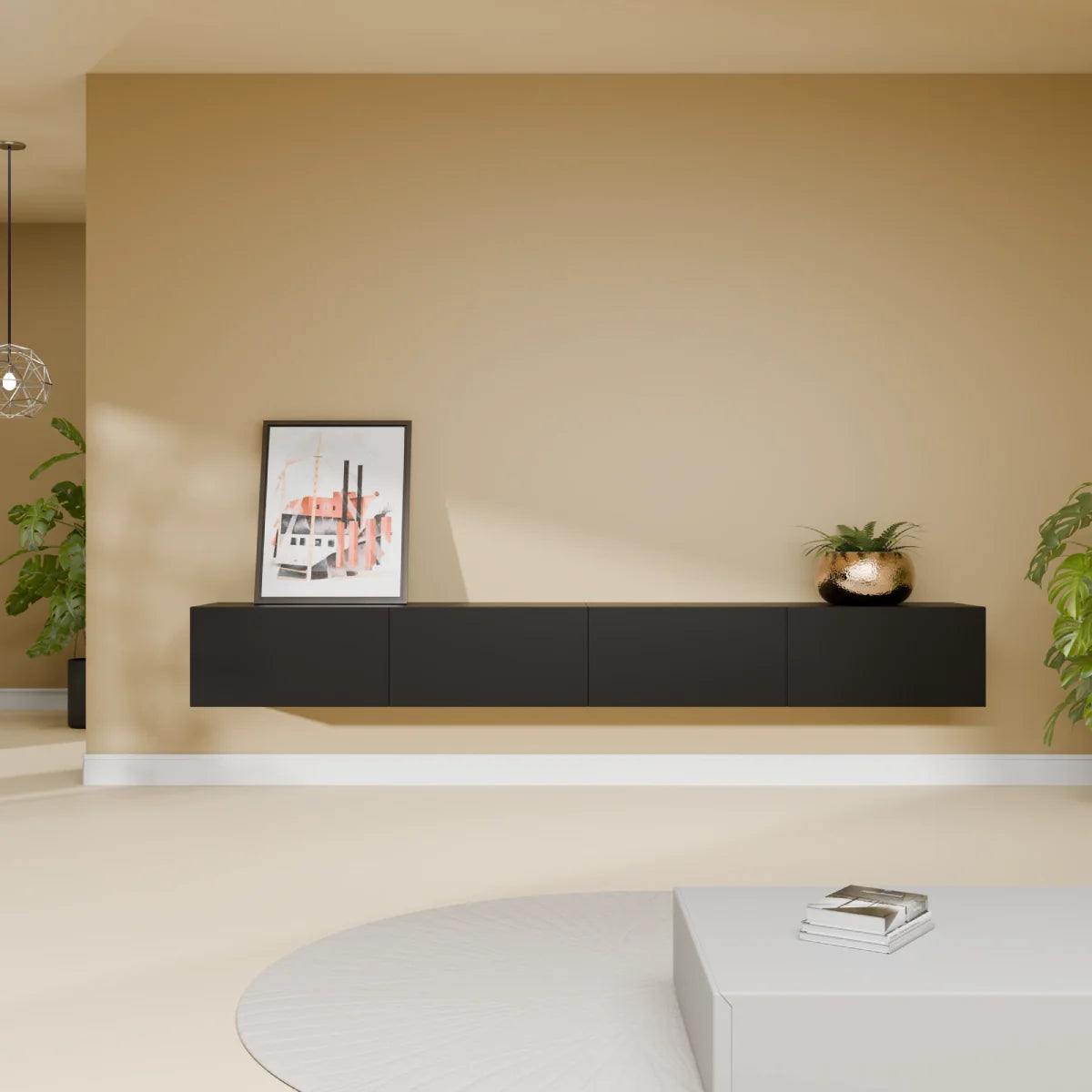 Mora TV Unit Cabinet | Floating or Standing | 240 cm Black