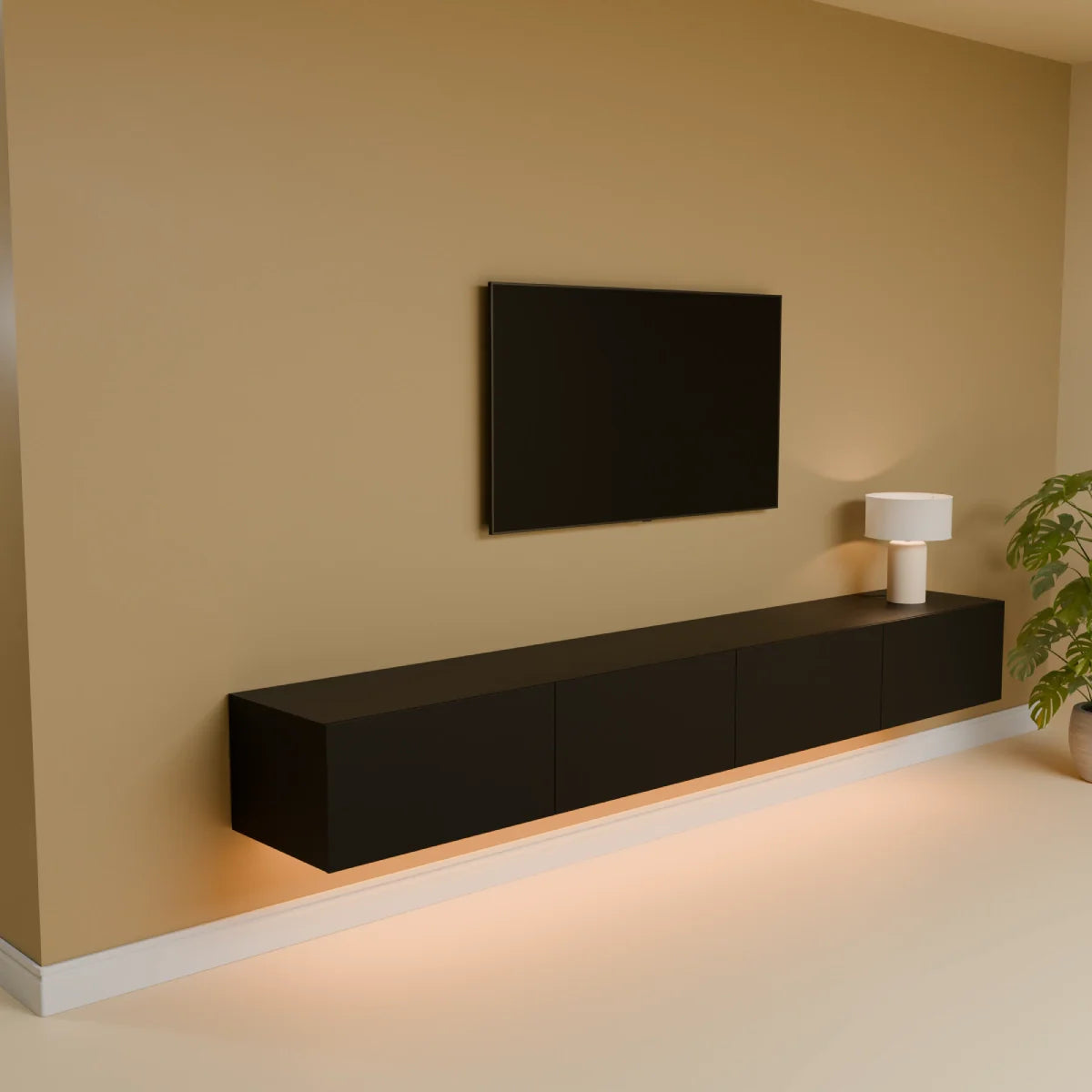 Mora TV Unit Cabinet | Floating or Standing | 240 cm Black