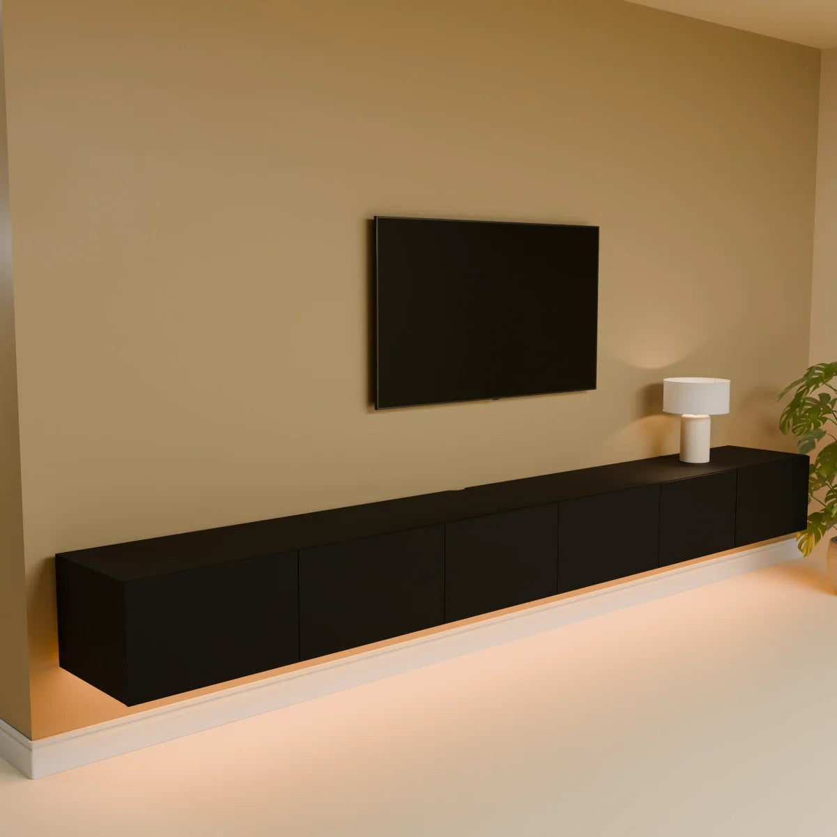 Mora TV Unit Cabinet | Floating or Standing | 300 cm Black