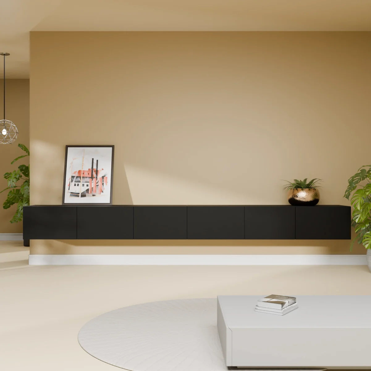 Mora TV Unit Cabinet | Floating or Standing | 300 cm Black