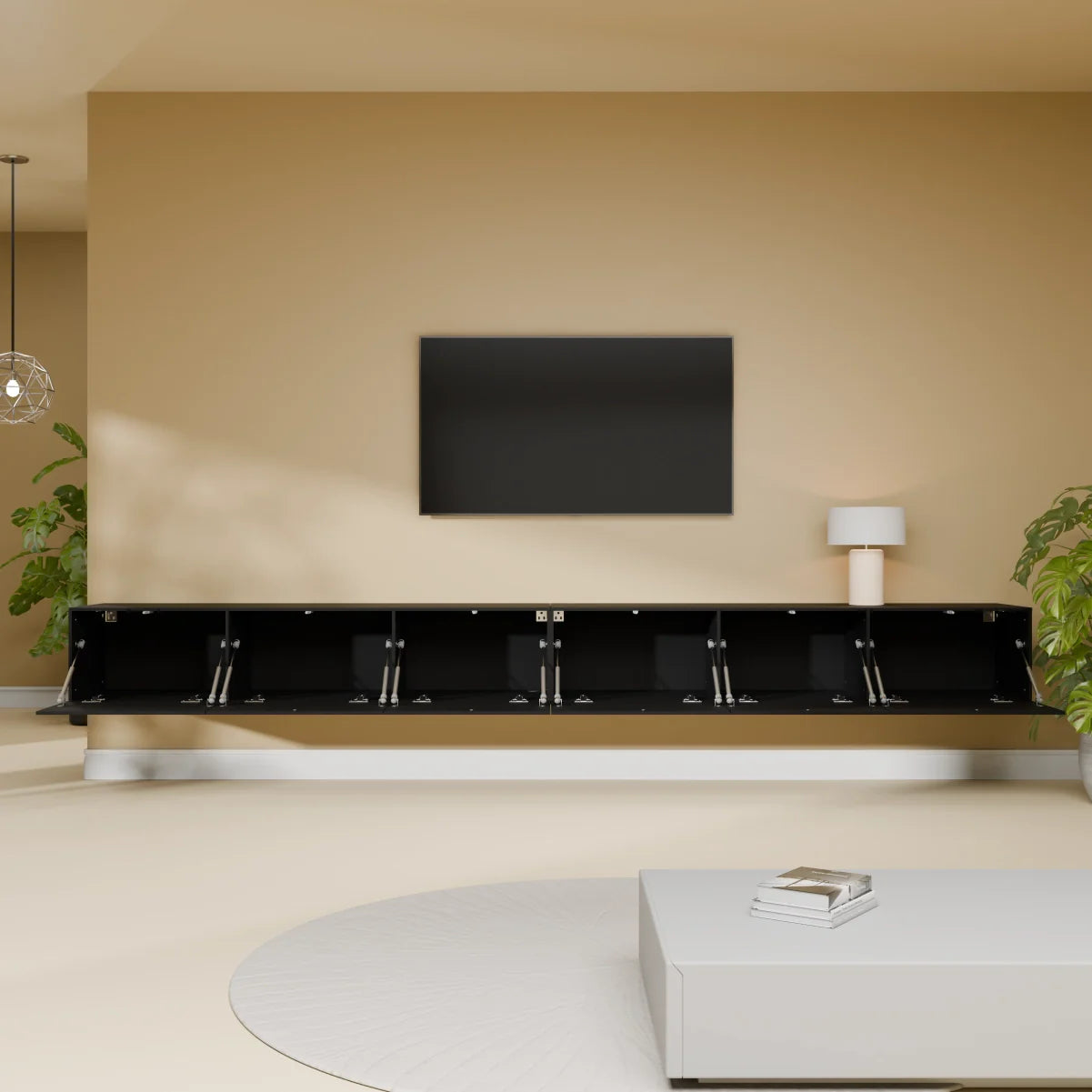 Mora TV Unit Cabinet | Floating or Standing | 300 cm Black