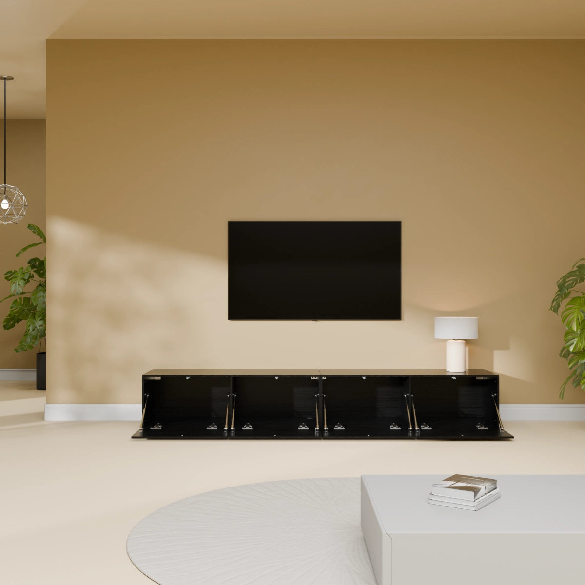 Mora TV Unit Cabinet | Floating or Standing | 200 cm Black-Wood