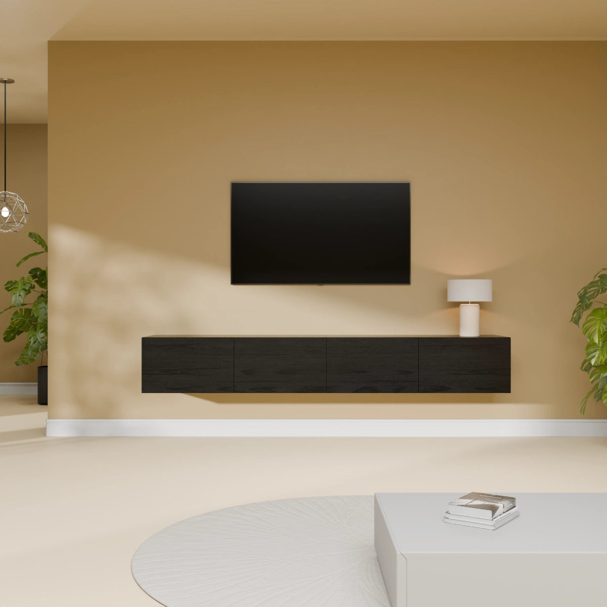 Mora TV Unit Cabinet | Floating or Standing | 200 cm Black-Wood