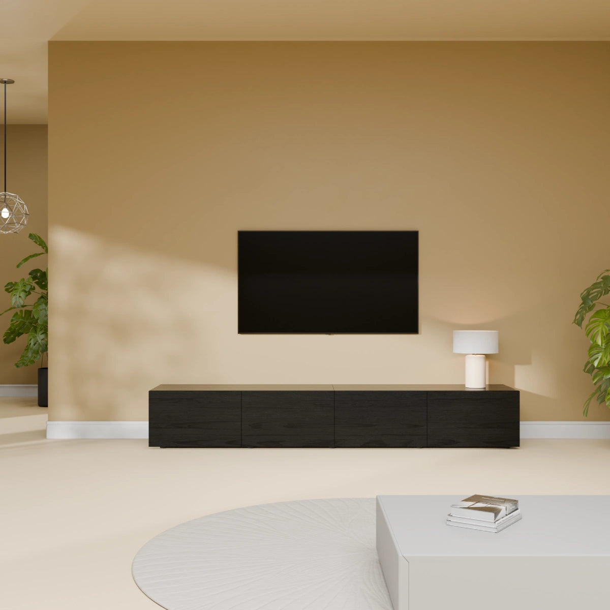Mora TV Unit Cabinet | Floating or Standing | 200 cm Black-Wood