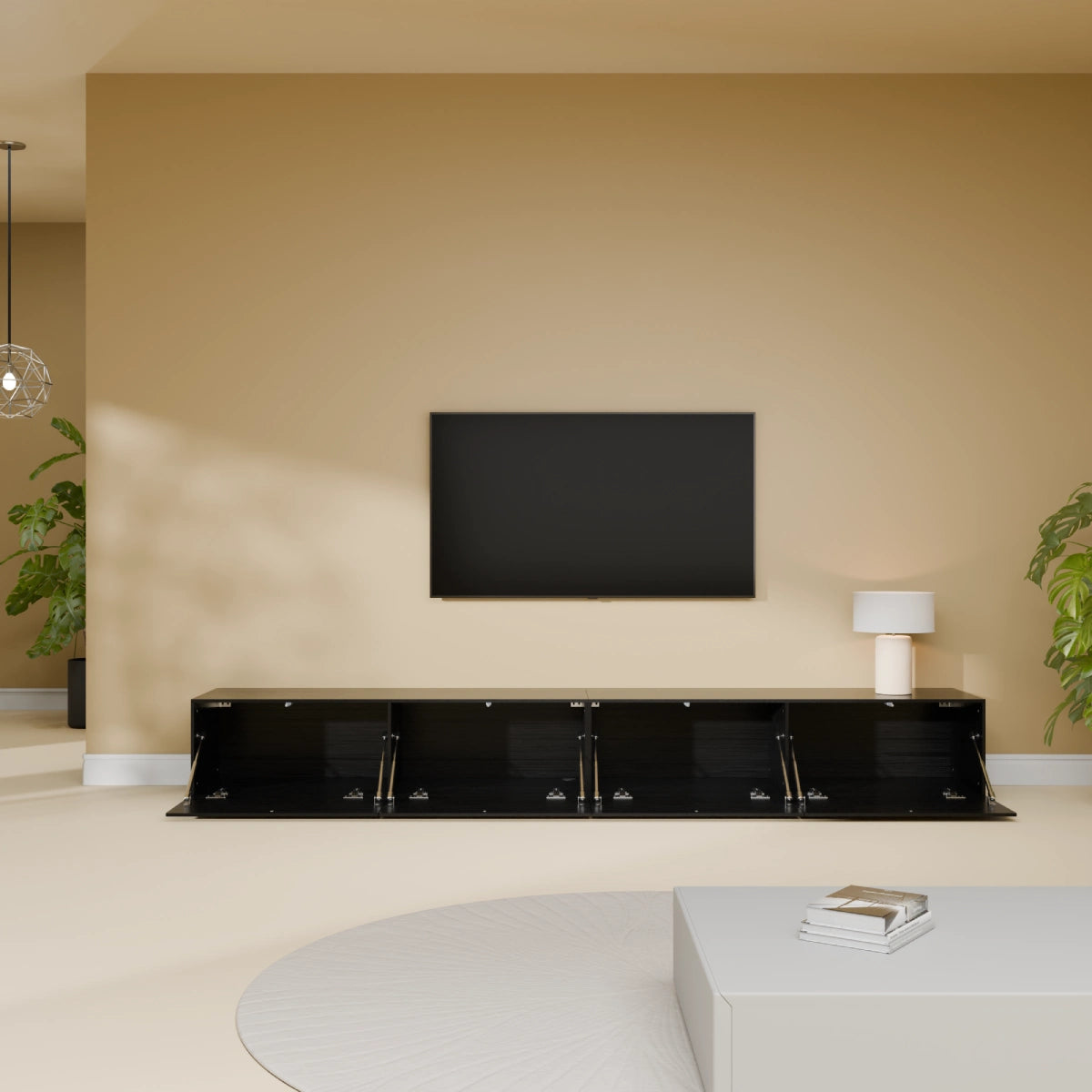 Mora TV Unit Cabinet | Floating or Standing | 240 cm Black-Wood