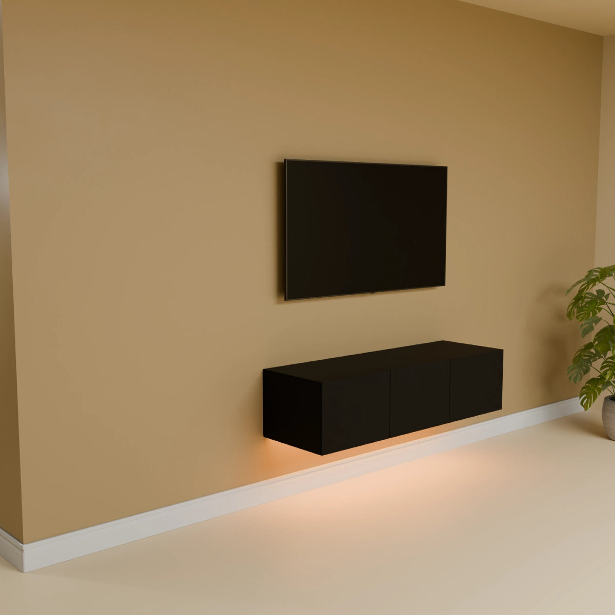Mora TV Unit Cabinet | Floating or Standing | 120 cm Black