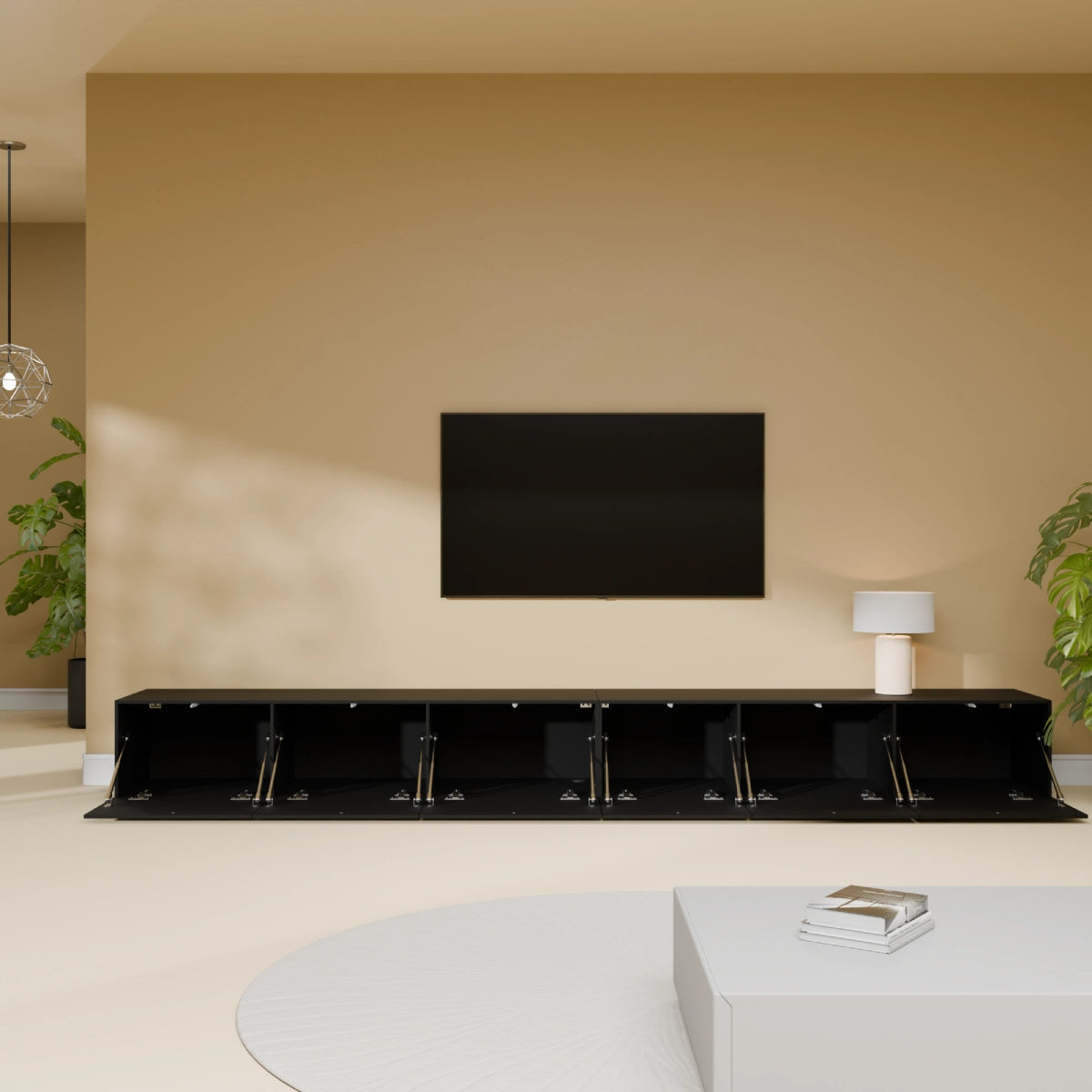 Mora TV Unit Cabinet | Floating or Standing | 280 cm Black