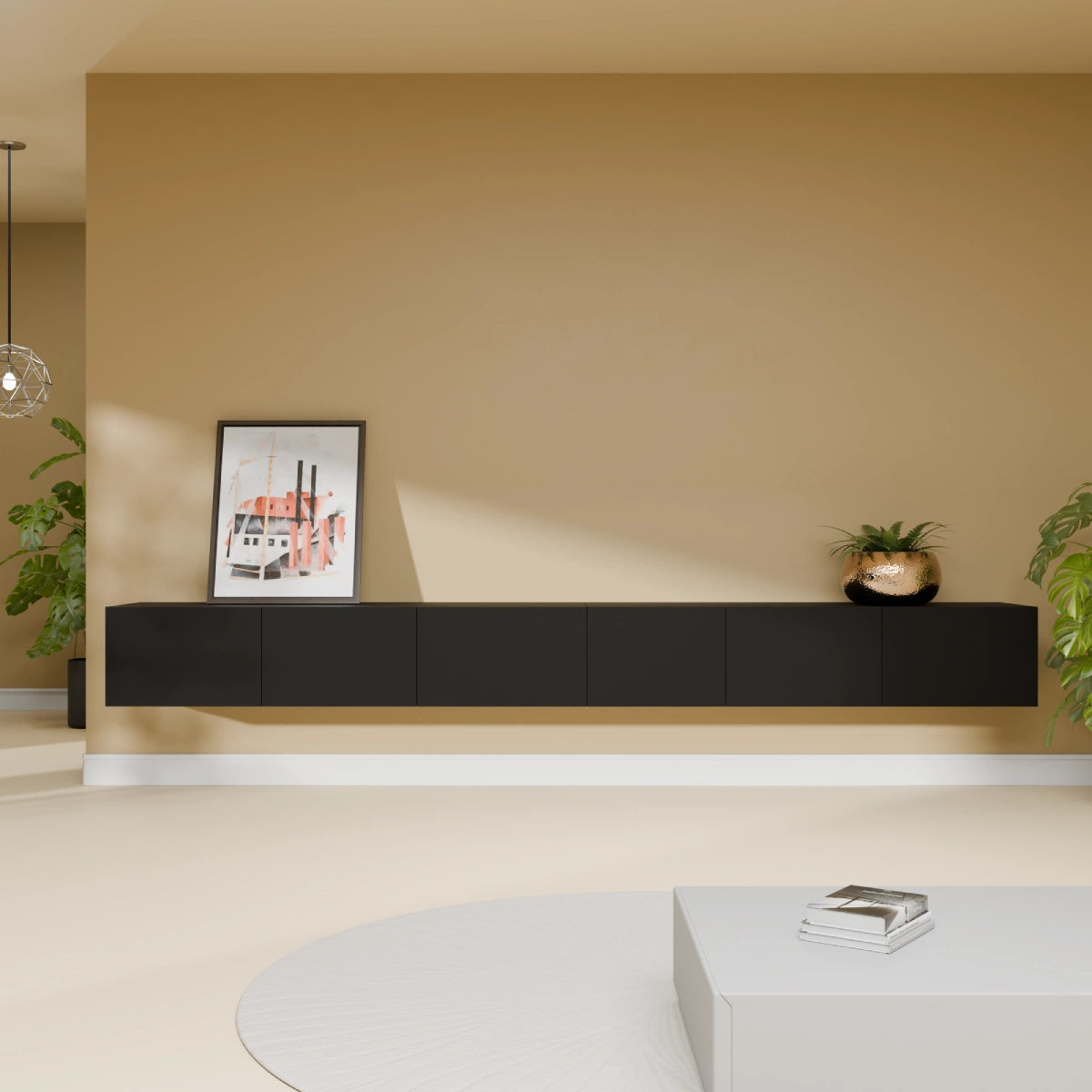 Mora TV Unit Cabinet | Floating or Standing | 280 cm Black
