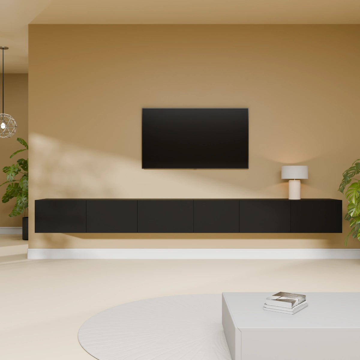Mora TV Unit Cabinet | Floating or Standing | 280 cm Black