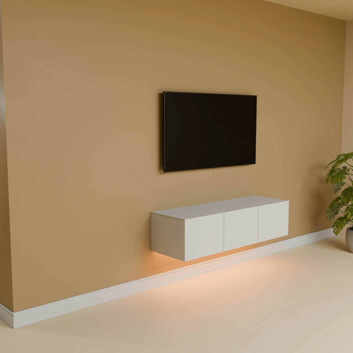 Mora TV Unit Cabinet | Floating or Standing | 120 cm White