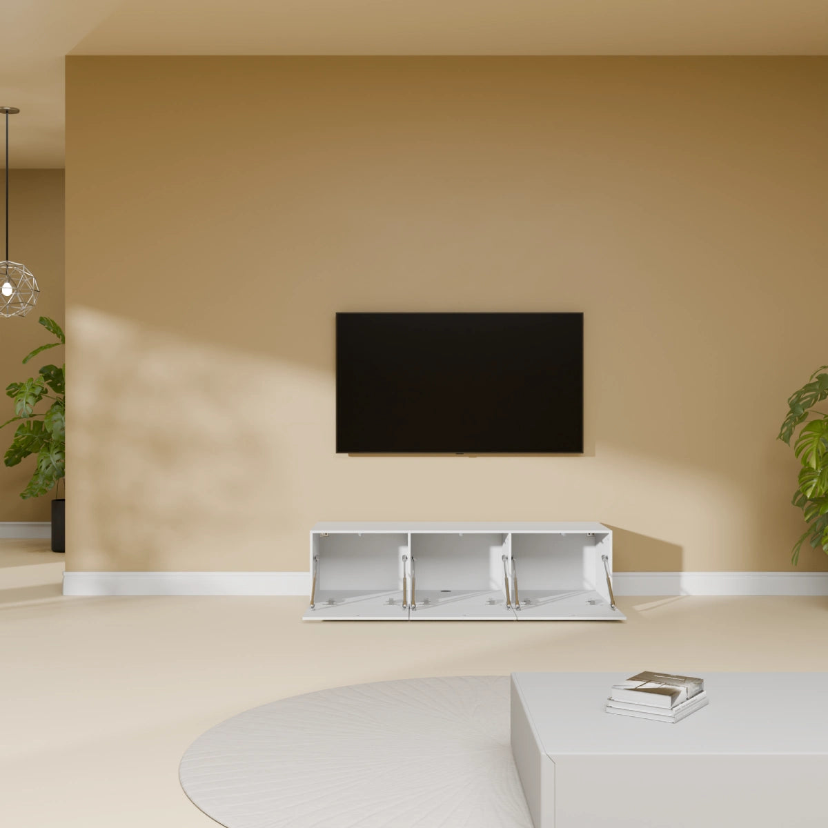 Mora TV Unit Cabinet | Floating or Standing | 120 cm White