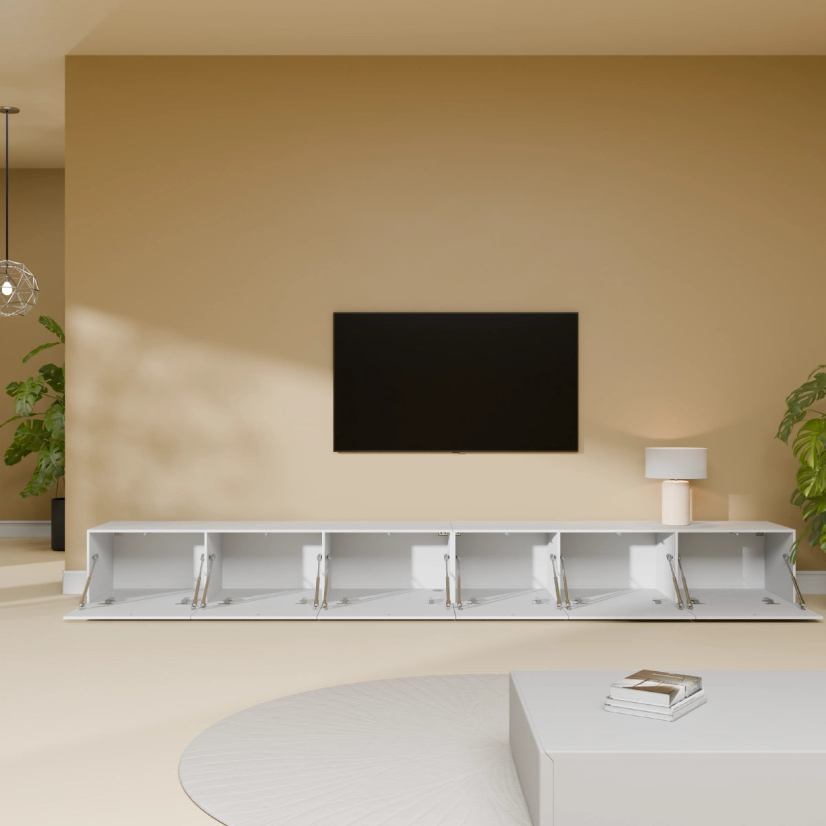 Mora TV Unit Cabinet | Floating or Standing | 280 cm White