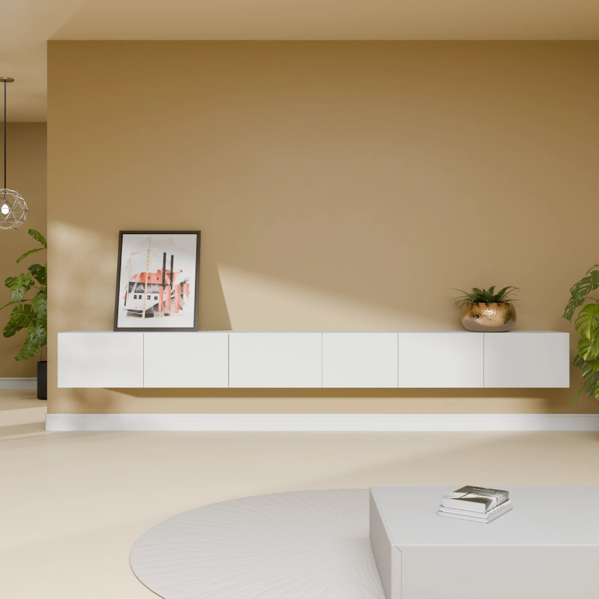 Mora TV Unit Cabinet | Floating or Standing | 280 cm White