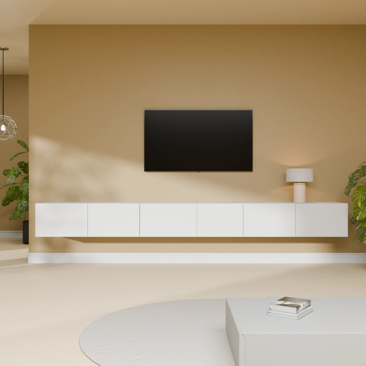 Mora TV Unit Cabinet | Floating or Standing | 280 cm White