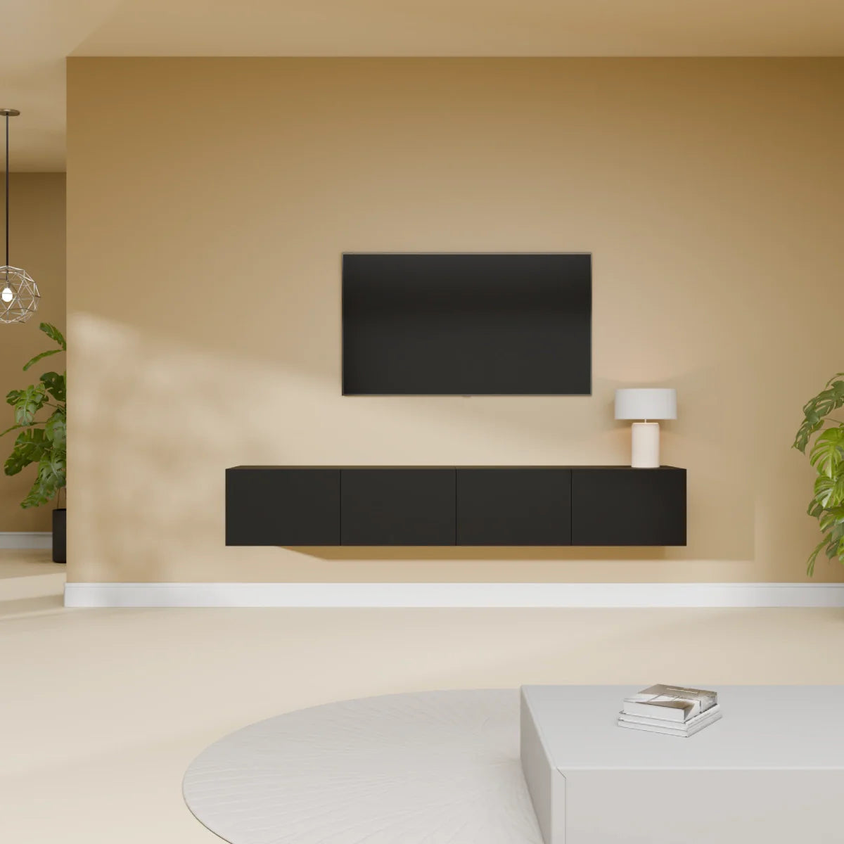 Mora TV Unit Cabinet | Floating or Standing | 180 cm Black