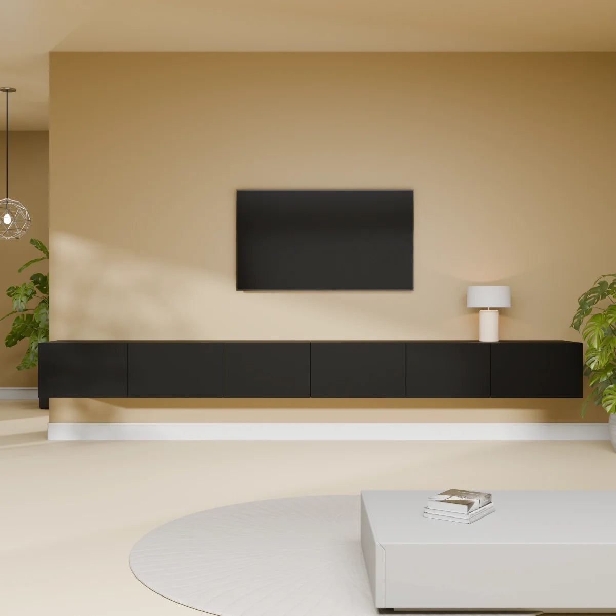 Mora TV Unit Cabinet | Floating or Standing | 300 cm Black
