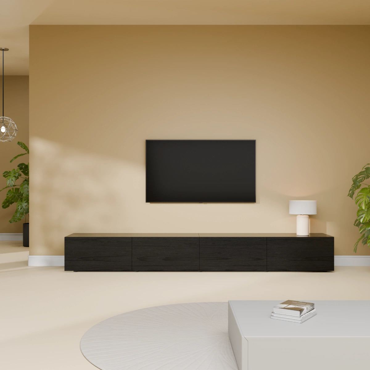 Mora TV Unit Cabinet | Floating or Standing | 240 cm Black-Wood