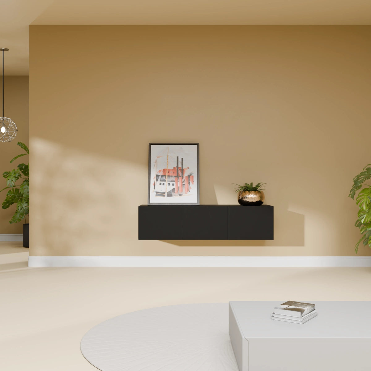 Mora TV Unit Cabinet | Floating or Standing | 120 cm Black
