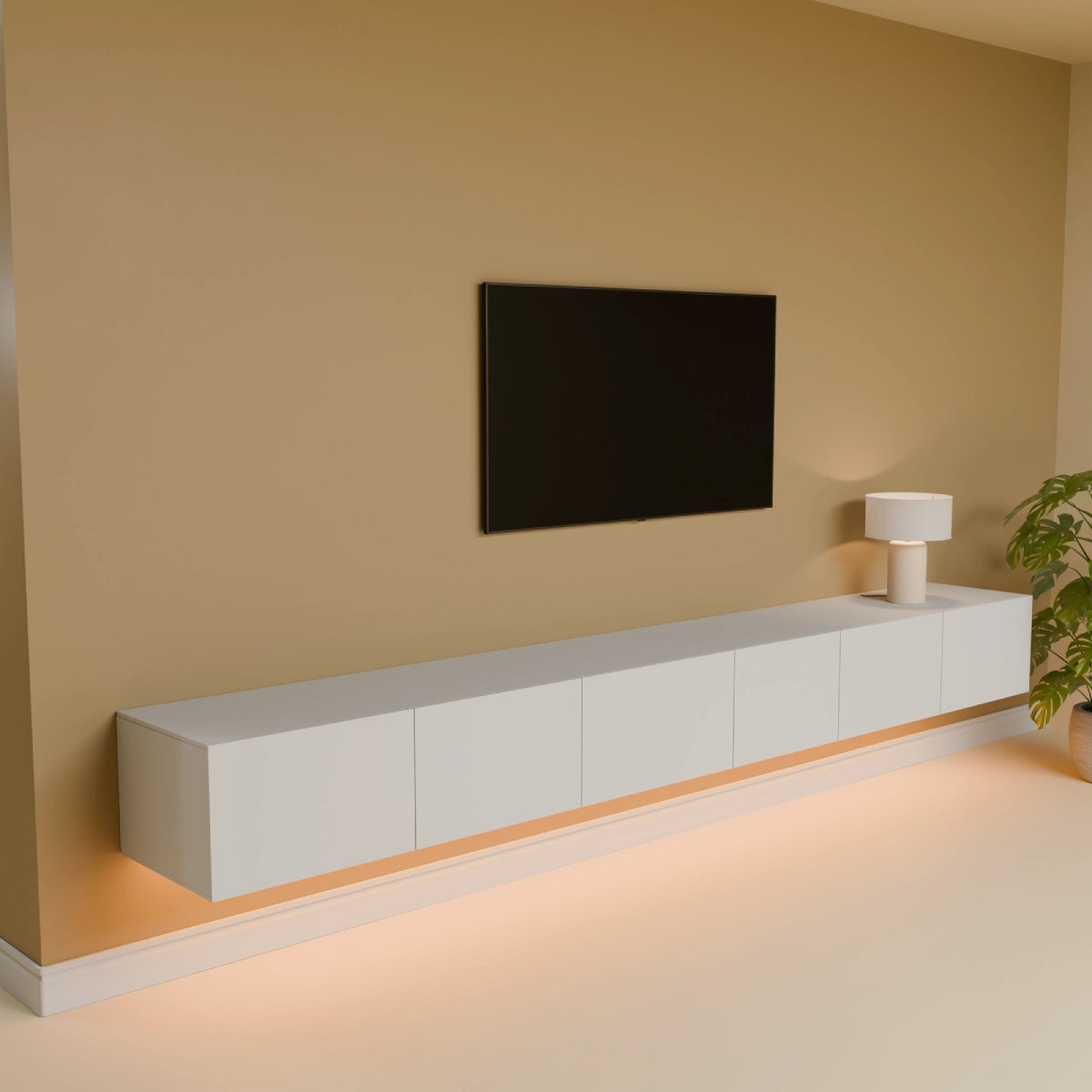 Mora TV Unit Cabinet | Floating or Standing | 280 cm White